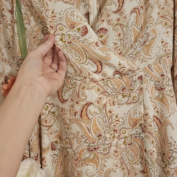 Long sleeve mini dress with plunging neck line and sheer sleeves - Picture 2 of 4